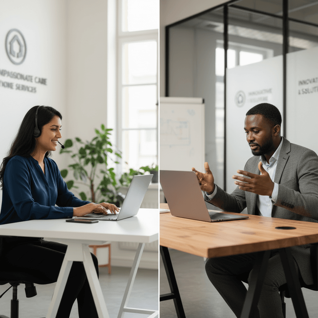 Two agency owners on a video call